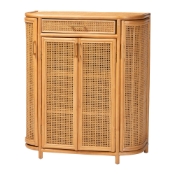 bali & pari McKenna Natural Rattan Storage Cabinet - Handwoven Wicker Accent Cabinet, Boho Coastal Style for Living Room or Entryway, 1-Drawer Baxton Studio restaurant furniture, hotel furniture, commercial furniture, wholesale living room furniture, wholesale storage cabinet, classic storage cabinet